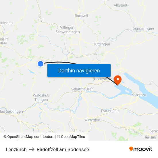 Lenzkirch to Radolfzell am Bodensee map