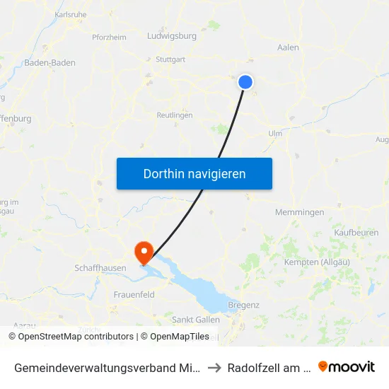 Gemeindeverwaltungsverband Mittleres Fils-Lautertal to Radolfzell am Bodensee map