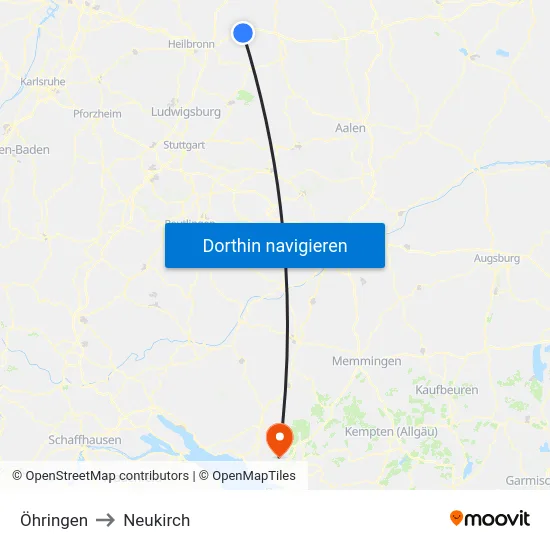 Öhringen to Neukirch map