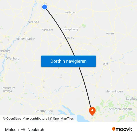 Malsch to Neukirch map