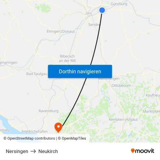Nersingen to Neukirch map