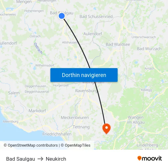 Bad Saulgau to Neukirch map