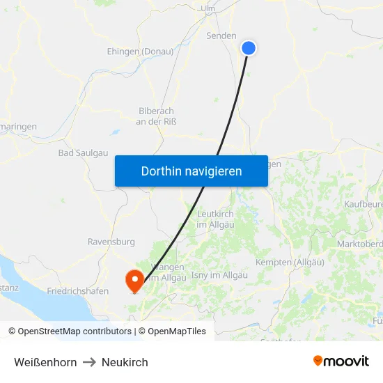 Weißenhorn to Neukirch map