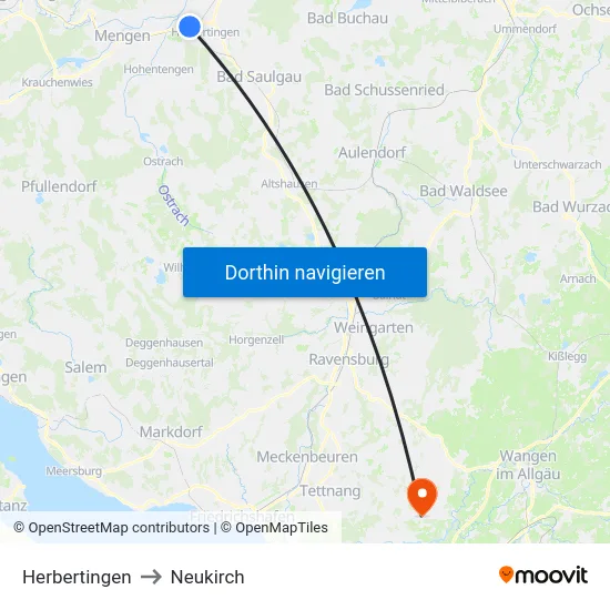 Herbertingen to Neukirch map