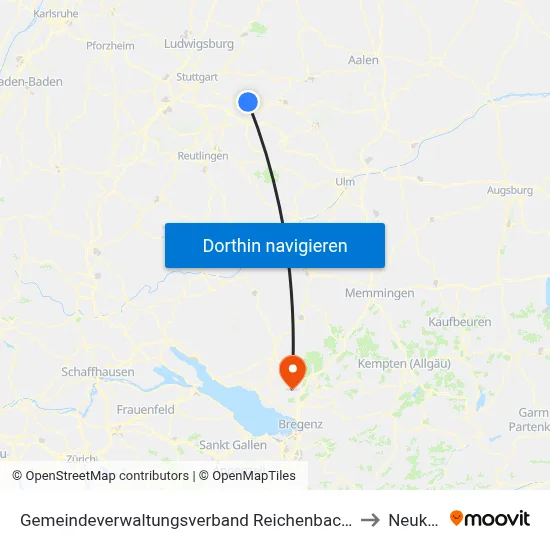 Gemeindeverwaltungsverband Reichenbach An Der Fils to Neukirch map