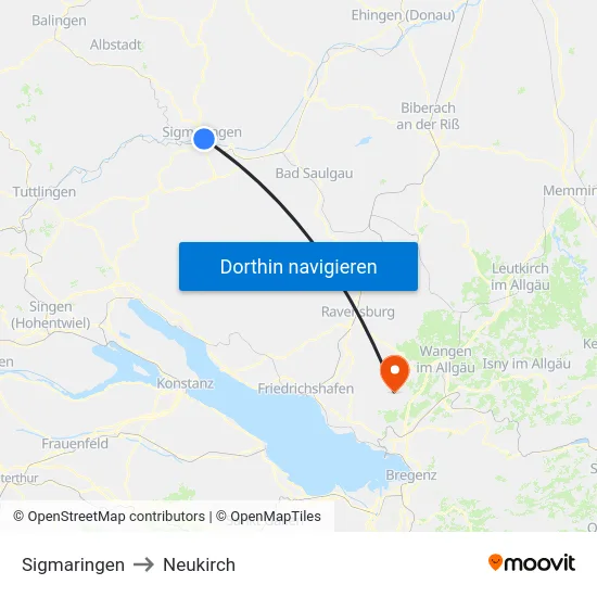 Sigmaringen to Neukirch map