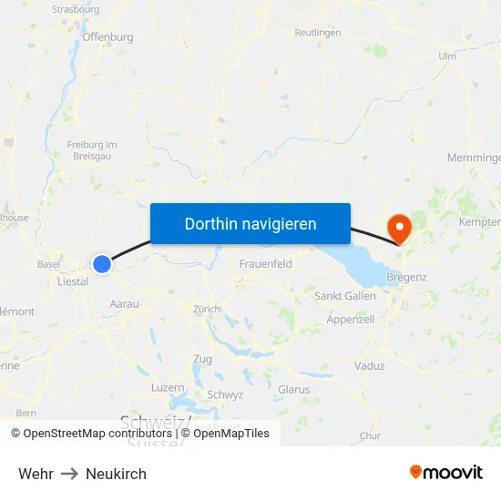 Wehr to Neukirch map