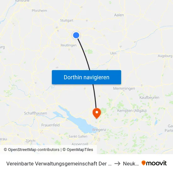 Vereinbarte Verwaltungsgemeinschaft Der Stadt Nürtingen to Neukirch map