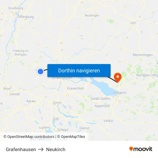 Grafenhausen to Neukirch map