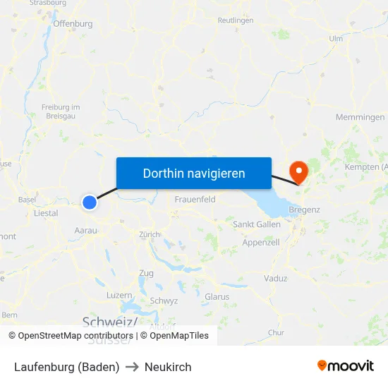 Laufenburg (Baden) to Neukirch map