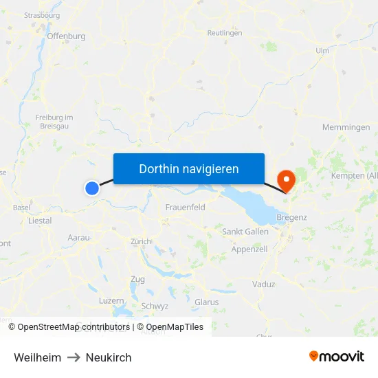 Weilheim to Neukirch map