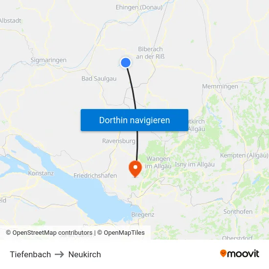 Tiefenbach to Neukirch map