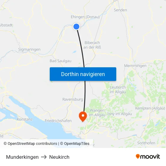 Munderkingen to Neukirch map