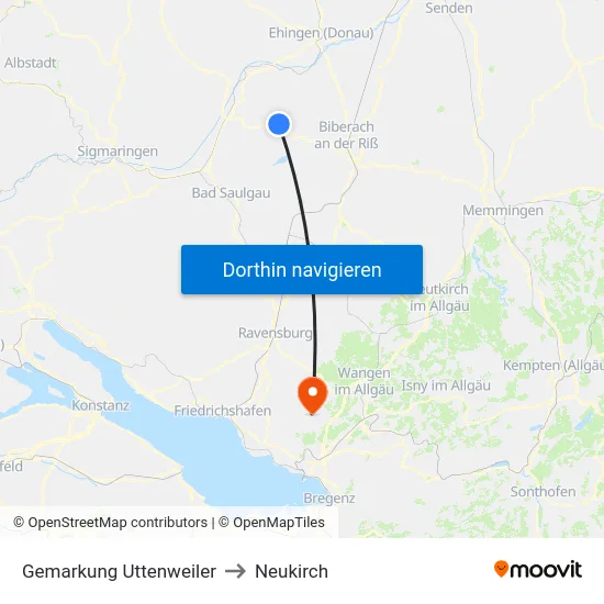 Gemarkung Uttenweiler to Neukirch map