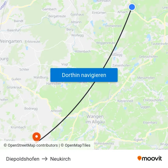 Diepoldshofen to Neukirch map