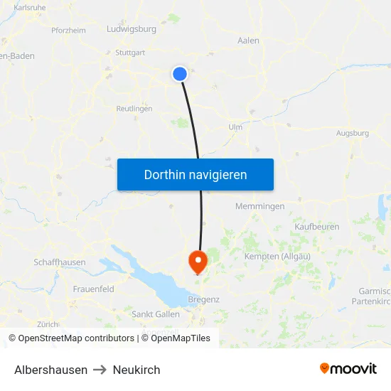 Albershausen to Neukirch map