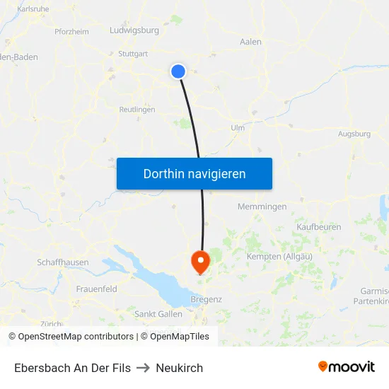 Ebersbach An Der Fils to Neukirch map