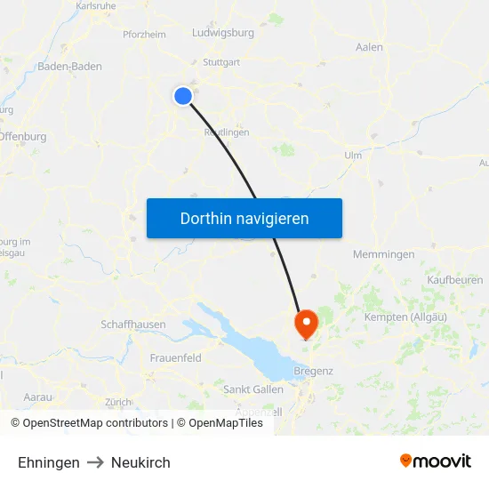 Ehningen to Neukirch map