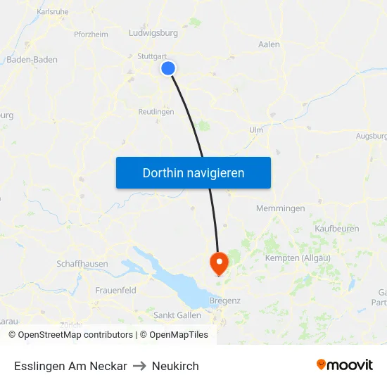 Esslingen Am Neckar to Neukirch map