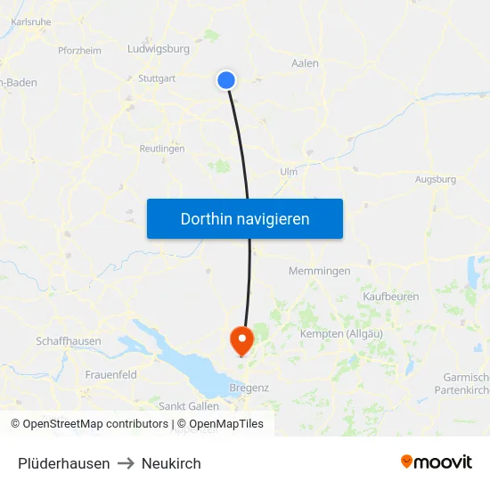 Plüderhausen to Neukirch map