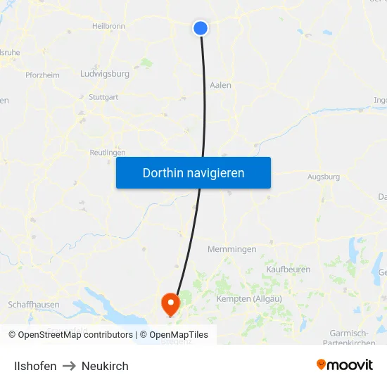 Ilshofen to Neukirch map