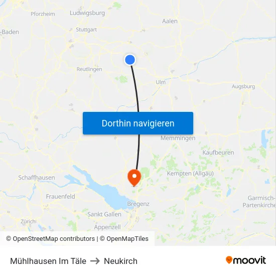Mühlhausen Im Täle to Neukirch map
