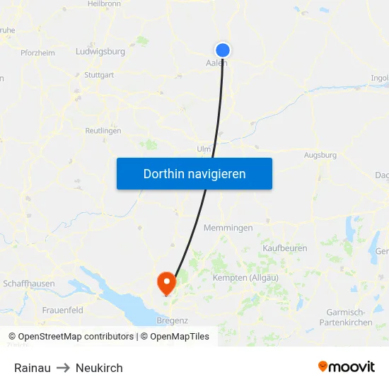 Rainau to Neukirch map