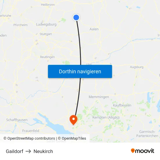 Gaildorf to Neukirch map