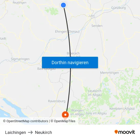 Laichingen to Neukirch map