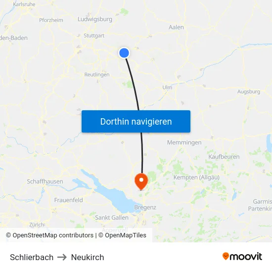 Schlierbach to Neukirch map