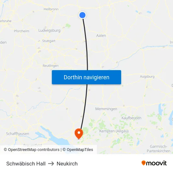 Schwäbisch Hall to Neukirch map