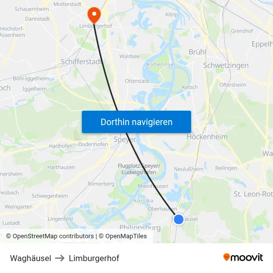 Waghäusel to Limburgerhof map