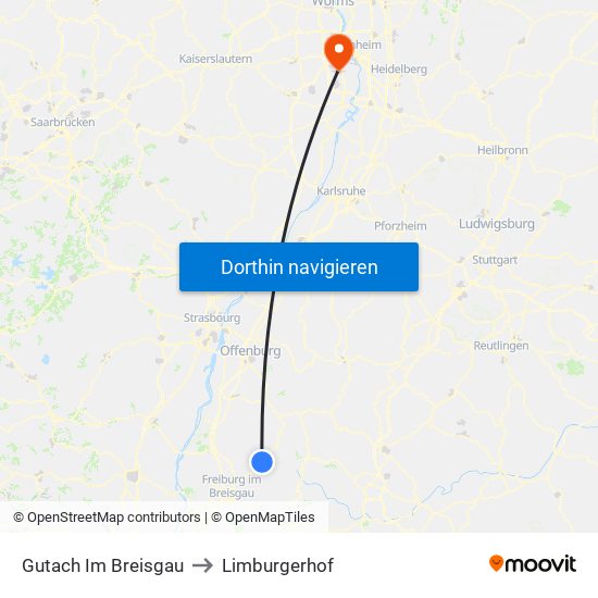 Gutach Im Breisgau to Limburgerhof map