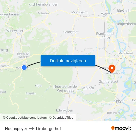 Hochspeyer to Limburgerhof map