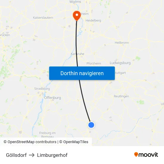 Göllsdorf to Limburgerhof map