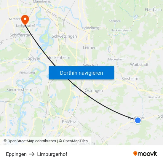 Eppingen to Limburgerhof map