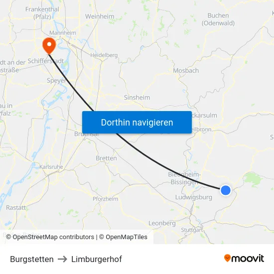 Burgstetten to Limburgerhof map