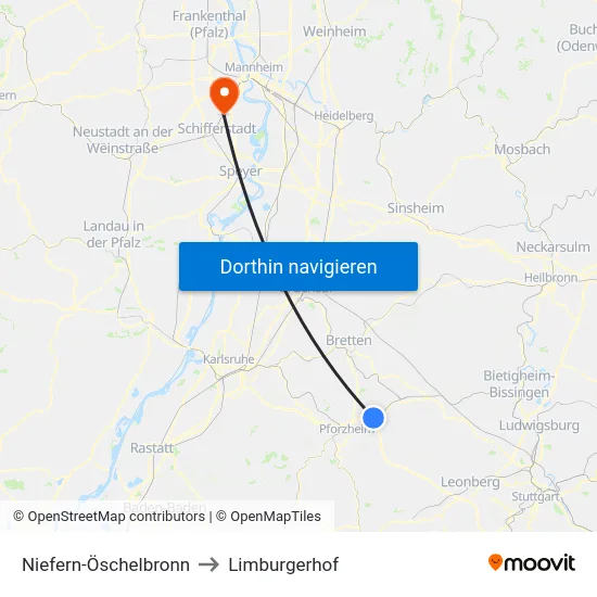 Niefern-Öschelbronn to Limburgerhof map