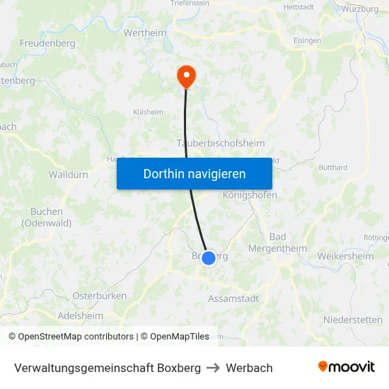 Verwaltungsgemeinschaft Boxberg to Werbach map