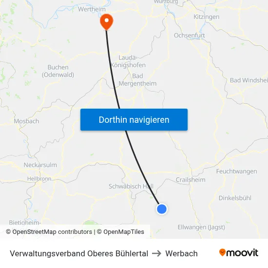 Verwaltungsverband Oberes Bühlertal to Werbach map