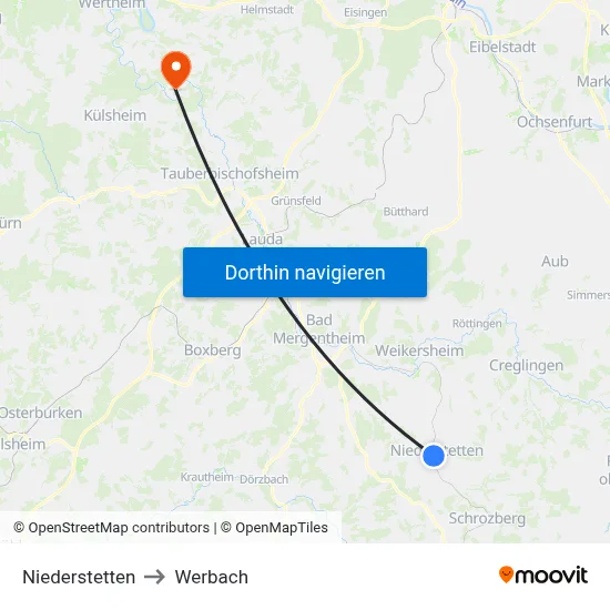 Niederstetten to Werbach map