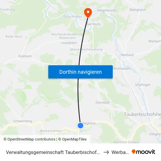 Verwaltungsgemeinschaft Tauberbischofsheim to Werbach map
