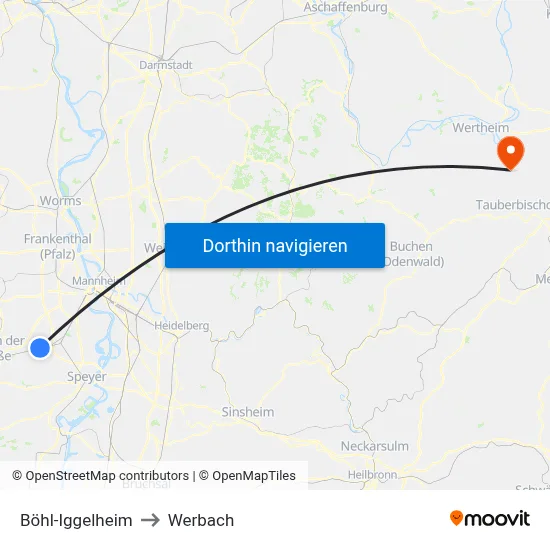 Böhl-Iggelheim to Werbach map