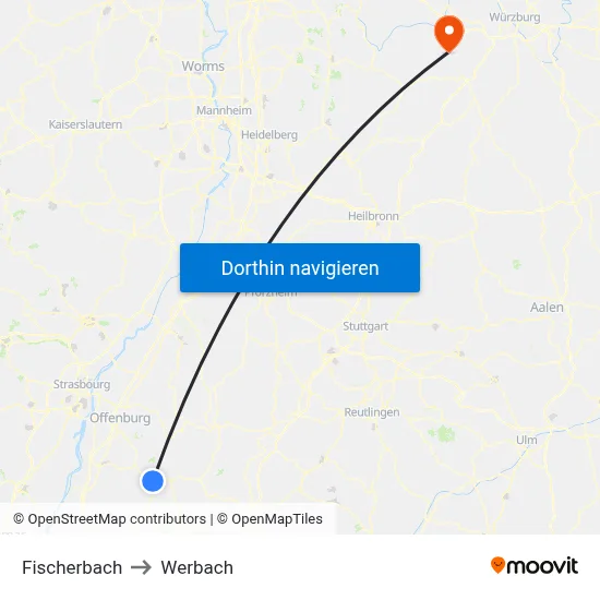 Fischerbach to Werbach map