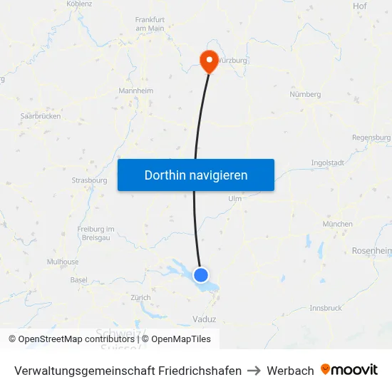 Verwaltungsgemeinschaft Friedrichshafen to Werbach map