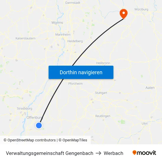 Verwaltungsgemeinschaft Gengenbach to Werbach map