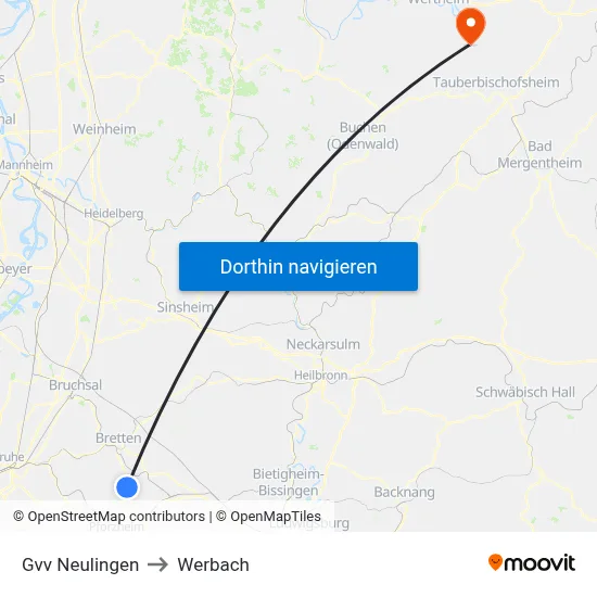 Gvv Neulingen to Werbach map