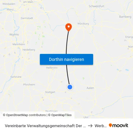 Vereinbarte Verwaltungsgemeinschaft Der Stadt Welzheim to Werbach map
