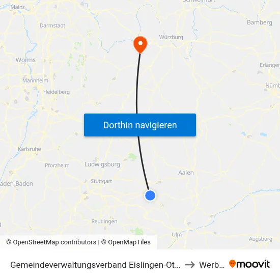 Gemeindeverwaltungsverband Eislingen-Ottenbach-Salach to Werbach map