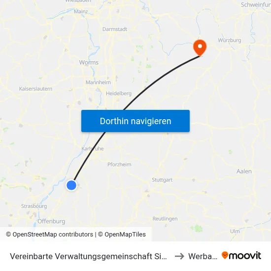 Vereinbarte Verwaltungsgemeinschaft Sinzheim to Werbach map